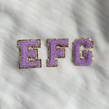 Load image into Gallery viewer, Purple Alphabet Patches With Gold Trim