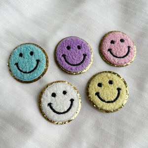 Smiley Face Patches With Gold Trim